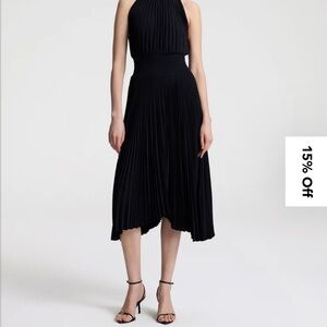 A.L.C. Black Pleated Halter Dress